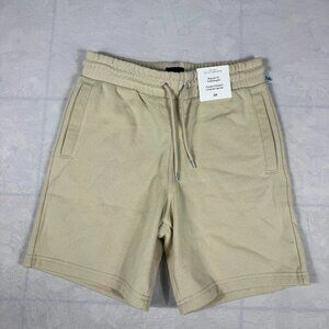 H&M Jogger Shorts Mens Beige Regular Fit Knee Length Drawstring Waist Size S NWT